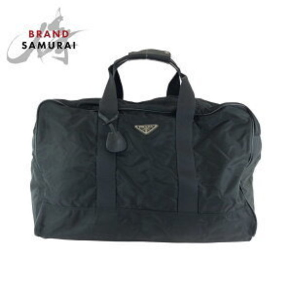 Prada Tessuto triangular black nylon Boston bag handbag - Picture 1 of 9